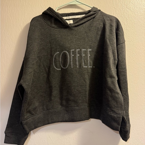 Rae Dunn Tops - Rae Dunn Dark Gray 'Coffee' Hoodie